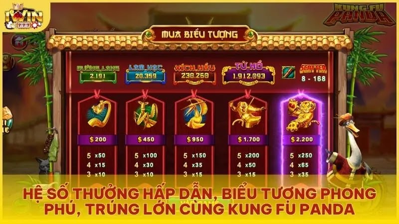Hệ số thưởng hấp dẫn, biểu tượng phong phú, trúng lớn cùng Kung Fu Panda