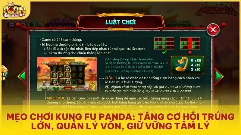 Mẹo chơi Kung Fu Panda: tăng cơ hội trúng lớn, quản lý vốn, giữ vững tâm lý