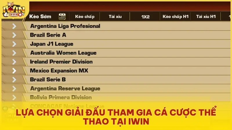 Lựa chọn giải đấu tham gia cá cược thể thao tại iWin